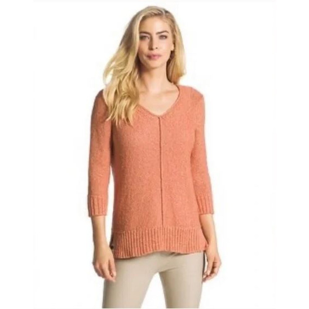Chico's Women's Peach Pullover V-Neck Knit Sweater - Size 0/Small